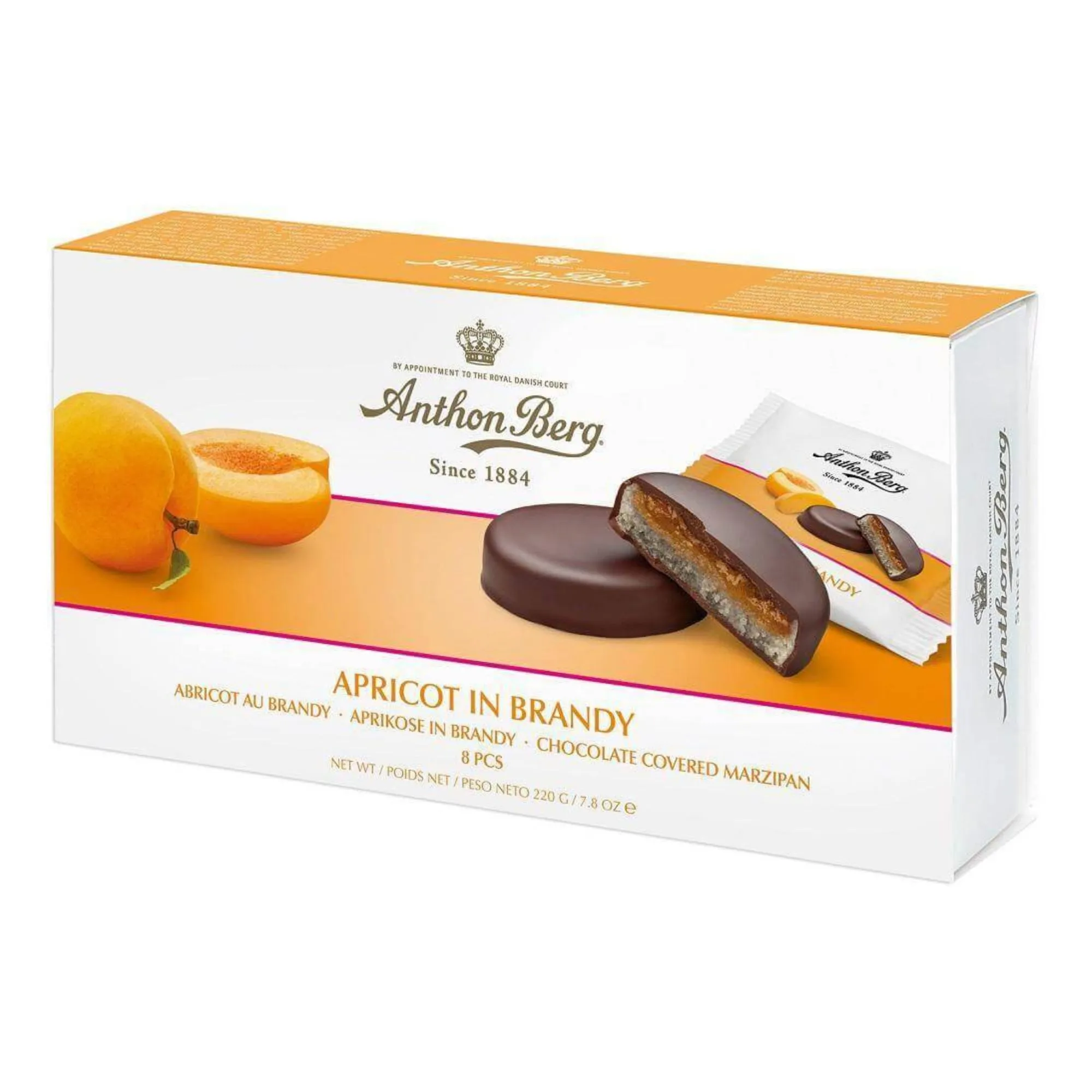 Anthon Berg Chocolate Covered Marzipan Dessert Apricot in Brandy Flavor 220g / 8oz