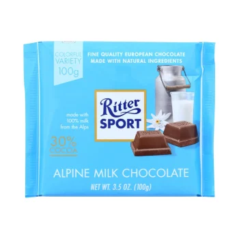 Ritter Sport Alpine Milk Chocolate Bar 100g / 3.5oz