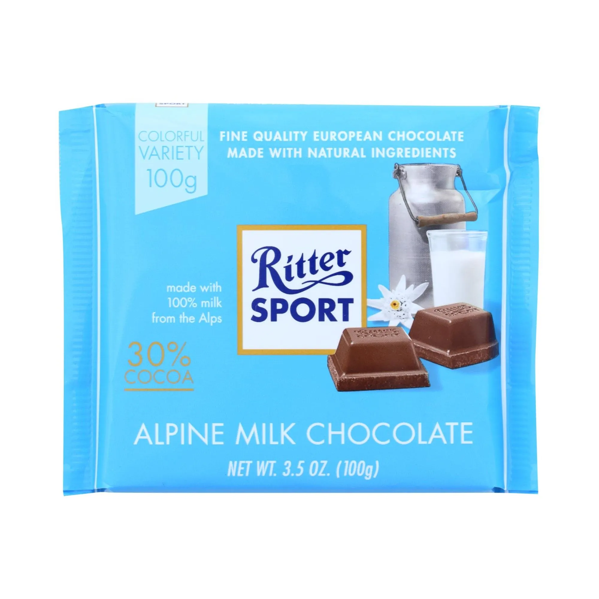 Ritter Sport Alpine Milk Chocolate Bar 100g / 3.5oz
