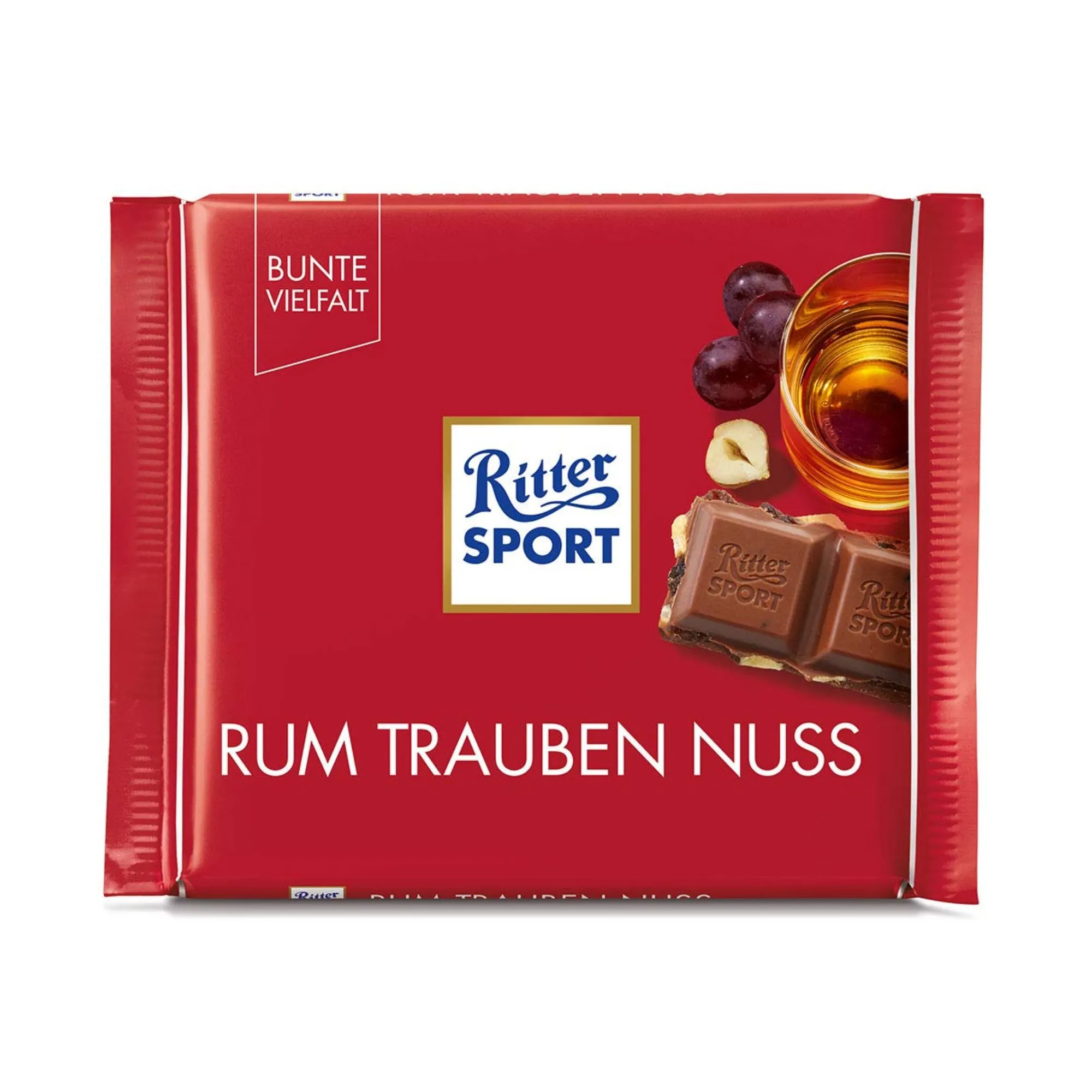 Ritter Sport Rum Raisins Hazelnuts Chocolate Bar 100g / 3.5oz