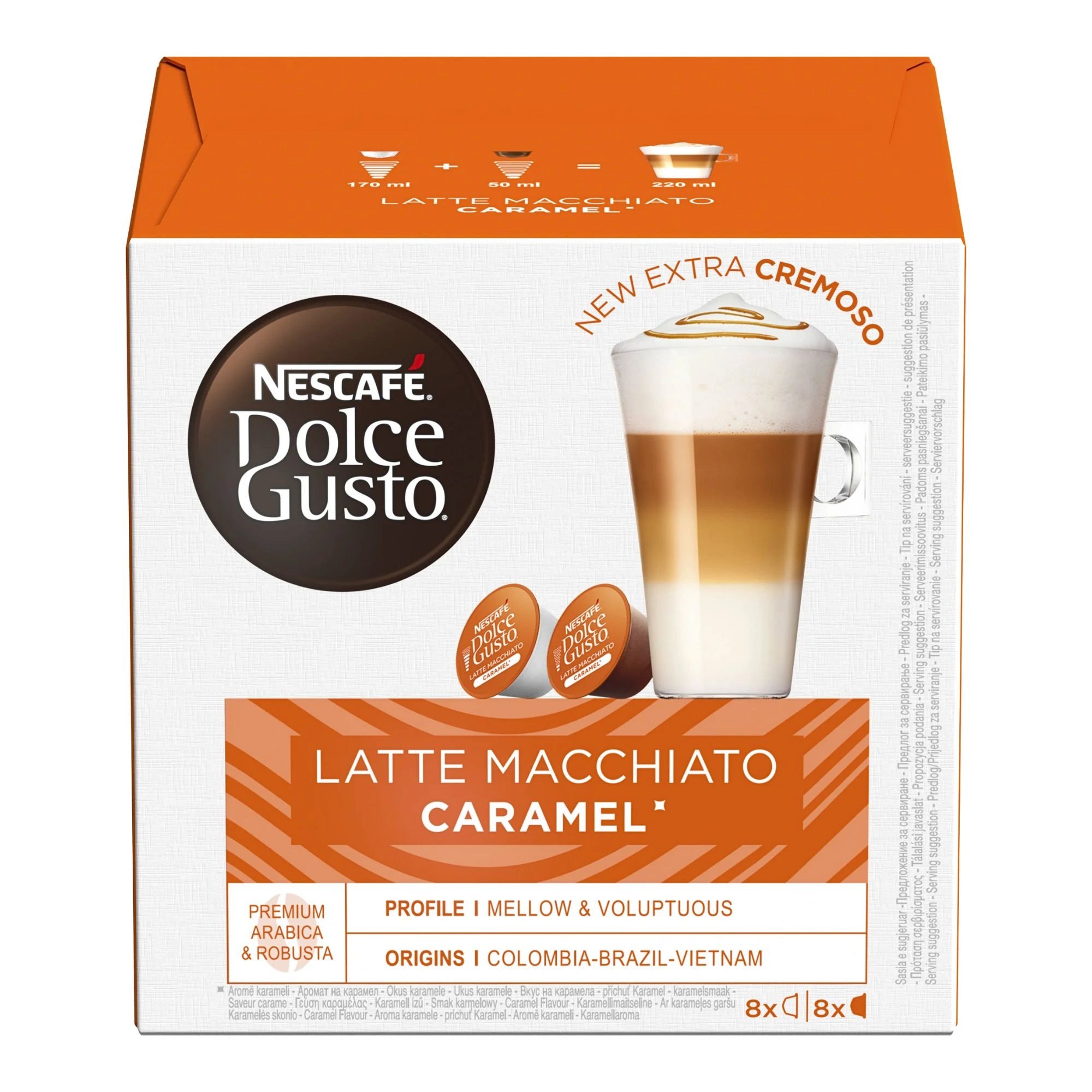 NESCAFÉ Dolce Gusto Coffee Capsules 8+8pcs - Latte Macchiato - Caramel Flavor