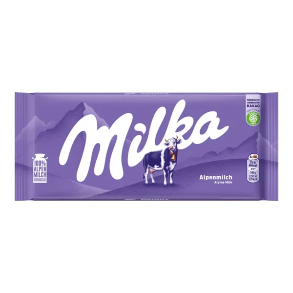 Milka Chocolate Bar with Alpine Milk 100g / 3.53g