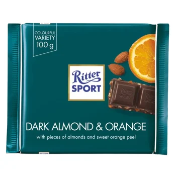 Ritter Sport Dark Chocolate Bar Almond-Orange Flavor 100g / 3.53oz