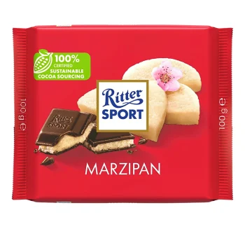 Ritter Sport Dark Chocolate Bar Marzipan Flavor 100g / 3.53oz