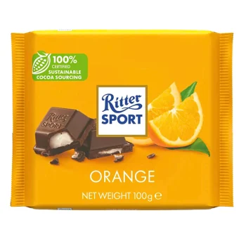 Ritter Sport Dark Chocolate Bar Orange Flavor 100g / 3.53oz