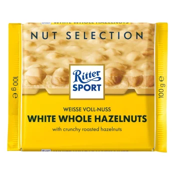 Ritter Sport White Chocolate Bar with Whole Hazelnuts 100g / 3.53g