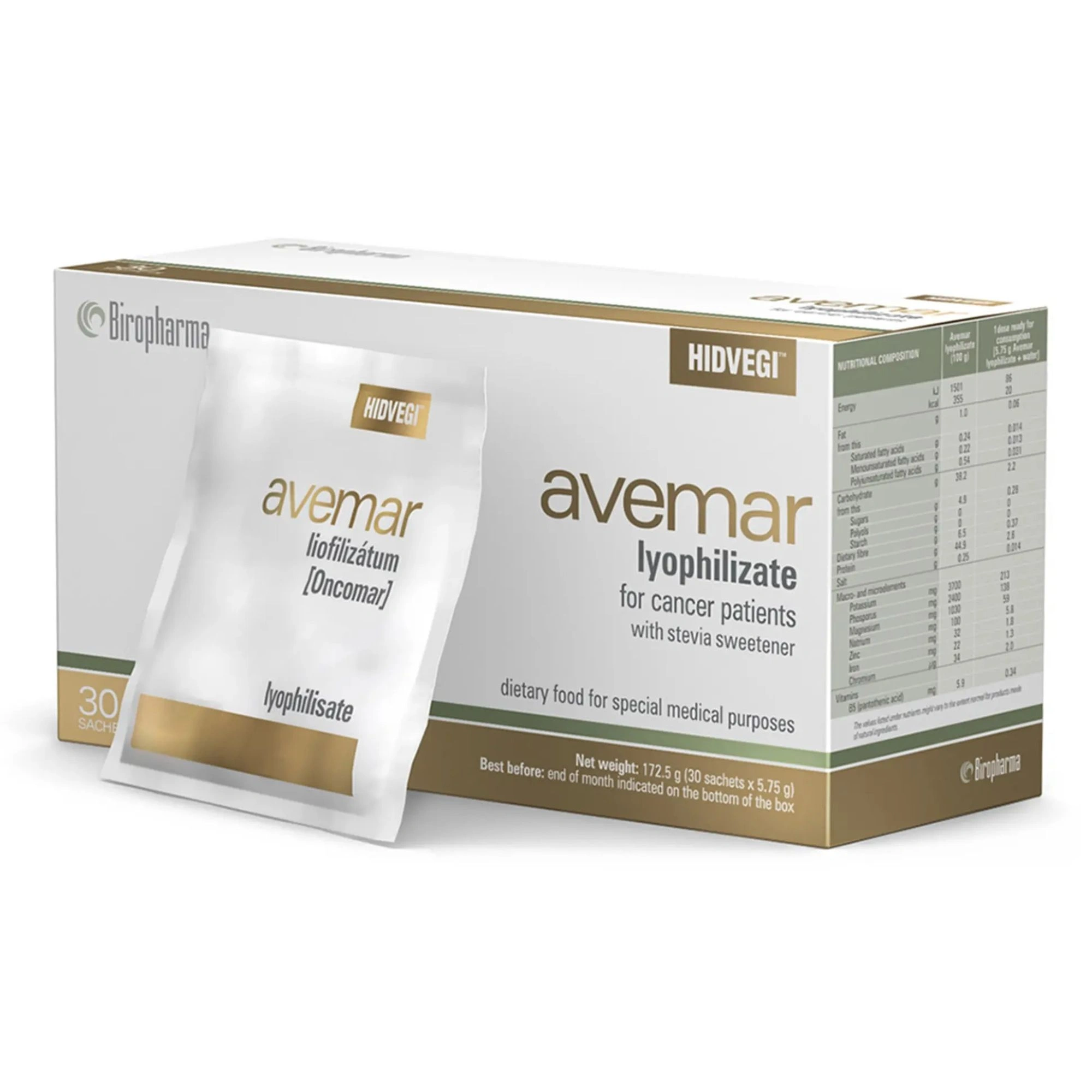 AVEMAR Lyophilizate (Oncomar) - 1 Box - 30 Sachets with Stevia Dietary Supplement