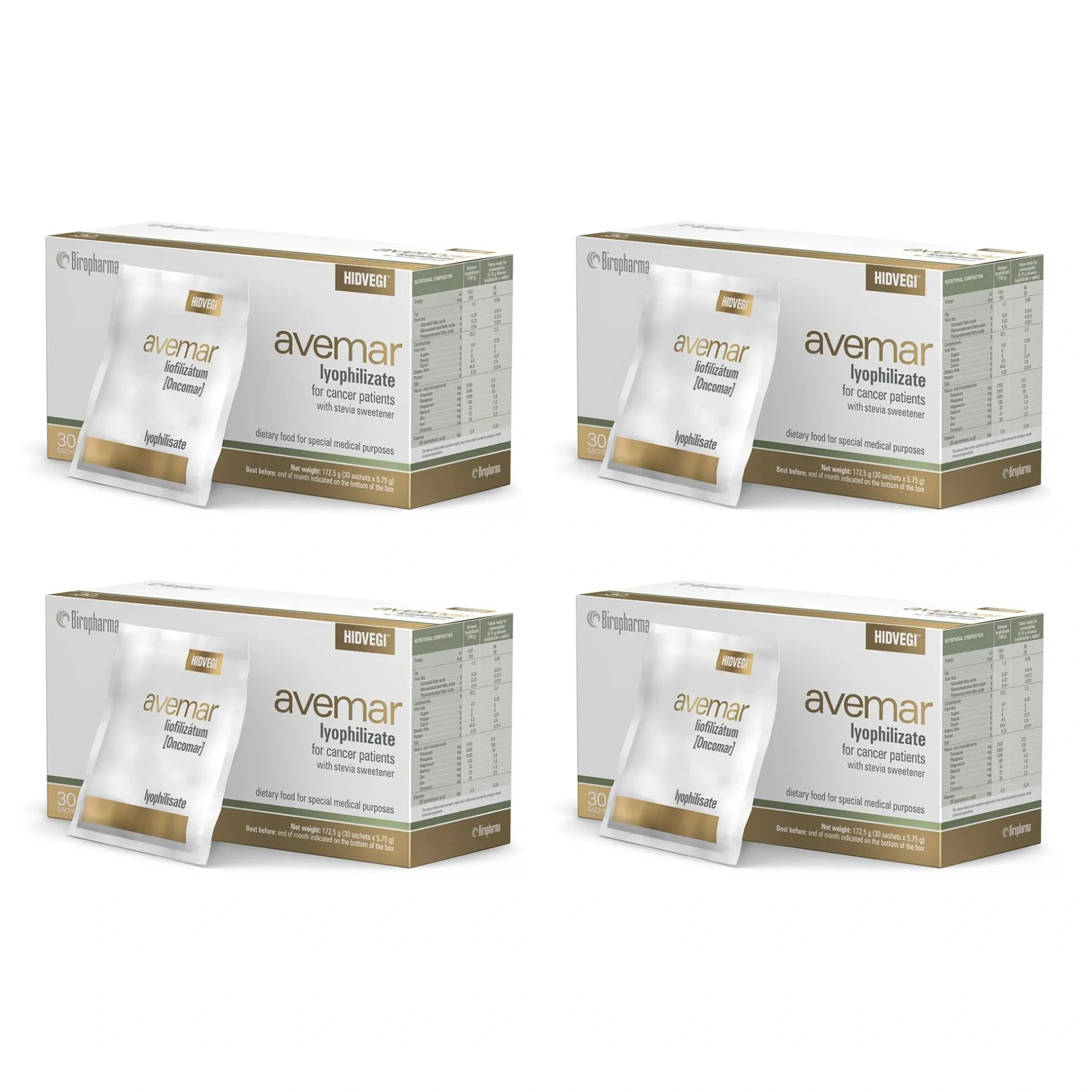 AVEMAR Lyophilizate (Oncomar) - 4 Boxes - 120 Sachets with Stevia Dietary Supplement